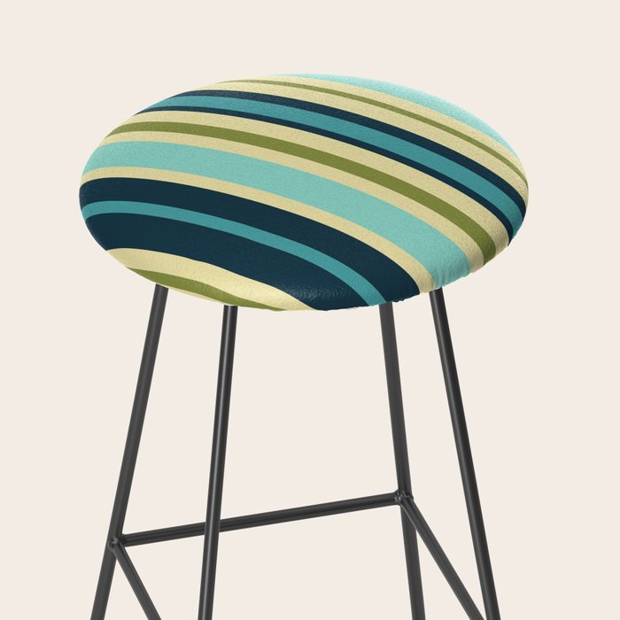 Vertical Stripes Blue Aqua Olive Vanilla Pattern 2 Stool Gallery Image 2
