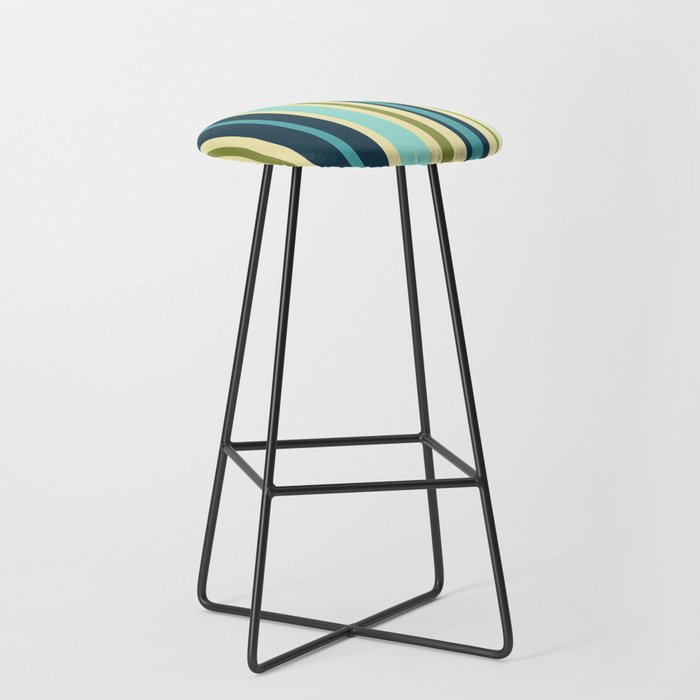 Vertical Stripes Blue Aqua Olive Vanilla Pattern 2 Stool Gallery Image 1