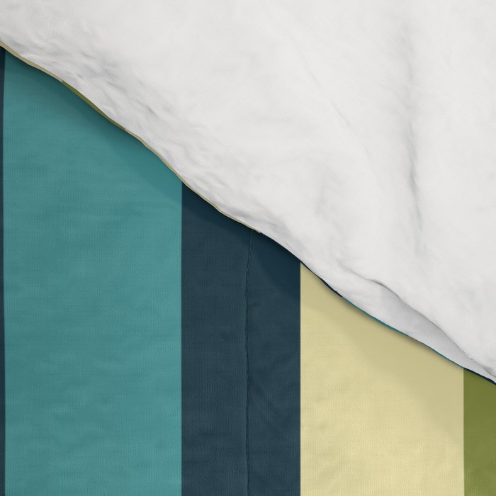 Vertical Stripes Blue Aqua Olive Vanilla Pattern 2 Comforter Gallery Image 4