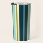 Vertical Stripes Blue Aqua Olive Vanilla Pattern 2 Travel Mug Gallery Image 3