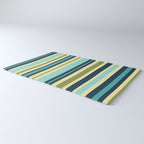 Vertical Stripes Blue Aqua Olive Vanilla Pattern 2 Rug Gallery Image 3