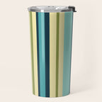 Vertical Stripes Blue Aqua Olive Vanilla Pattern 2 Travel Mug Gallery Image 2