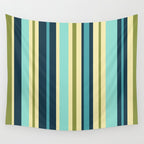 Vertical Stripes Blue Aqua Olive Vanilla Pattern 2 Wall Tapestry Gallery Image 4