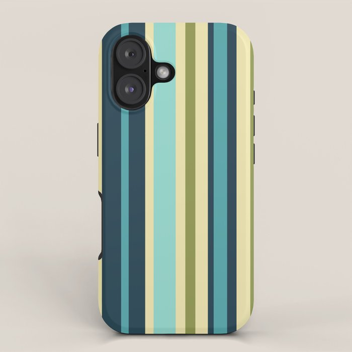 Vertical Stripes Blue Aqua Olive Vanilla Pattern 2 iPhone Case Gallery Image 1