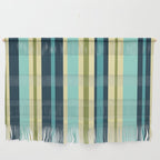 Vertical Stripes Blue Aqua Olive Vanilla Pattern 2 Wall Hanging Gallery Image 1