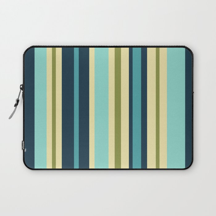 Vertical Stripes Blue Aqua Olive Vanilla Pattern 2 Laptop Sleeve Gallery Image 1