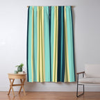 Vertical Stripes Blue Aqua Olive Vanilla Pattern 2 Window Curtain Gallery Image 5