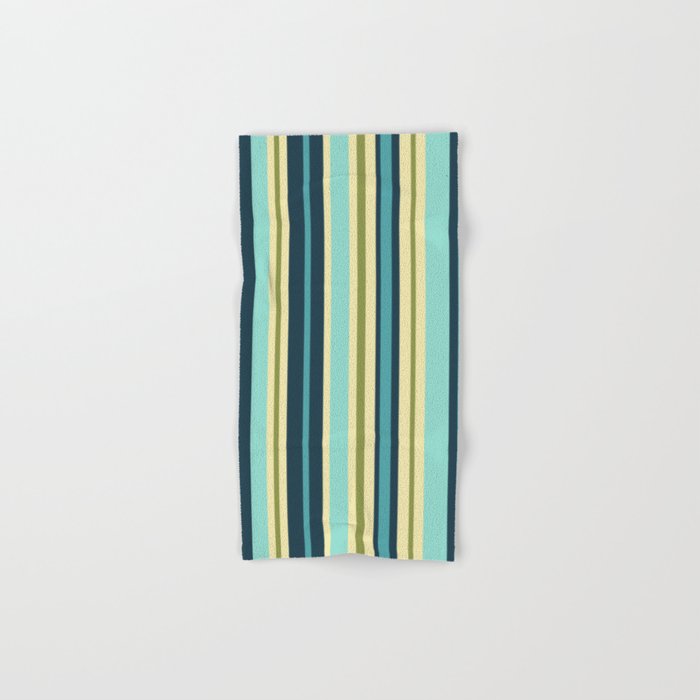 Vertical Stripes Blue Aqua Olive Vanilla Pattern 2 Bath Towel Gallery Image 1
