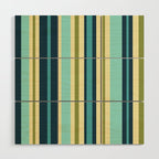 Vertical Stripes Blue Aqua Olive Vanilla Pattern 2 Wood Wall Art Gallery Image 1