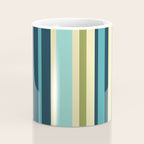 Vertical Stripes Blue Aqua Olive Vanilla Pattern 2 Coffee Mug Gallery Image 4