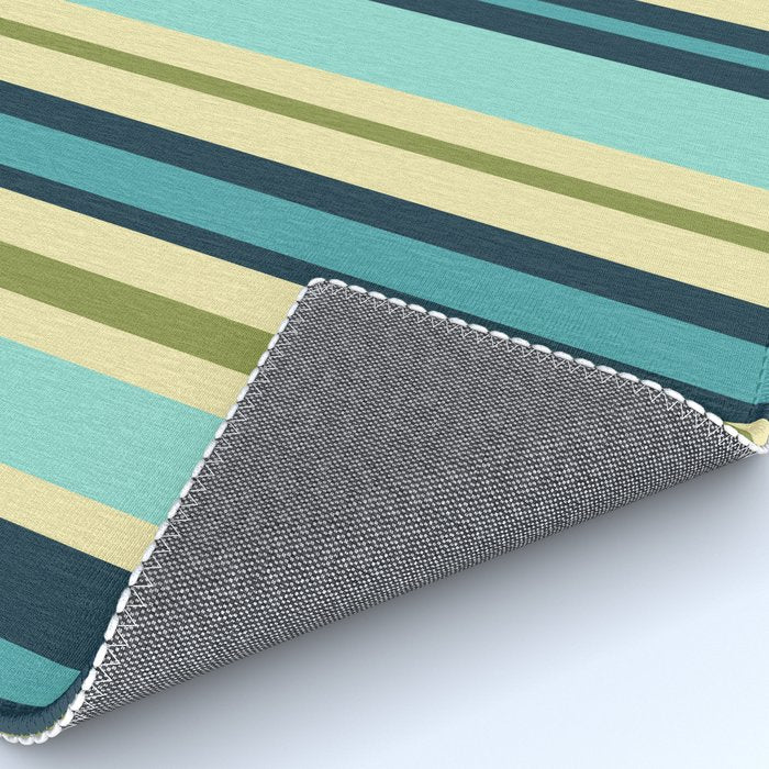 Vertical Stripes Blue Aqua Olive Vanilla Pattern 2 Rug Gallery Image 4