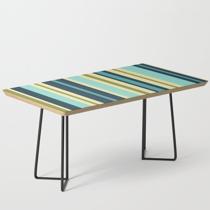 Vertical Stripes Blue Aqua Olive Vanilla Pattern 2 Coffee Table Gallery Image 1