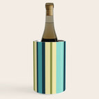 Vertical Stripes Blue Aqua Olive Vanilla Pattern 2 Wine Chiller Gallery Image 3