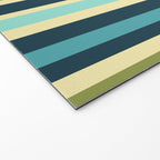 Vertical Stripes Blue Aqua Olive Vanilla Pattern 2 Welcome Mat Gallery Image 2