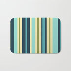 Vertical Stripes Blue Aqua Olive Vanilla Pattern 2 Bath Mat Gallery Image 1