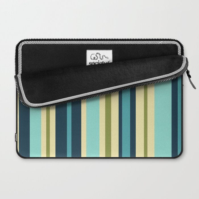 Vertical Stripes Blue Aqua Olive Vanilla Pattern 2 Laptop Sleeve Gallery Image 2