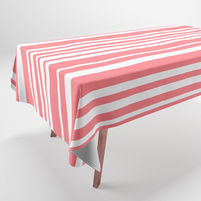 Classic Stripes XXXII - Coral Pink Tablecloth Gallery Image 1