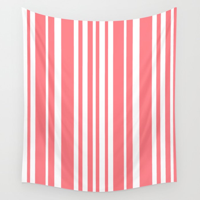 Classic Stripes XXXII - Coral Pink Wall Tapestry Gallery Image 4
