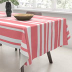 Classic Stripes XXXII - Coral Pink Tablecloth Gallery Image 3