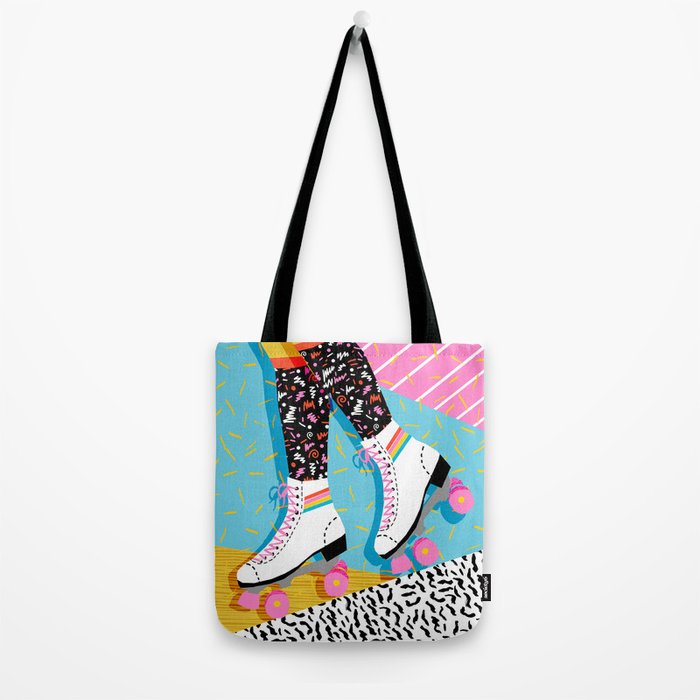 Steeze - 80's memphis rollerskating rad neon trendy art gifts throwback retro vibes Tote Bag Gallery Image 2