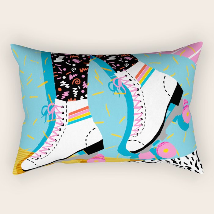 Steeze - 80's memphis rollerskating rad neon trendy art gifts throwback retro vibes Rectangular Pillow Gallery Image 1