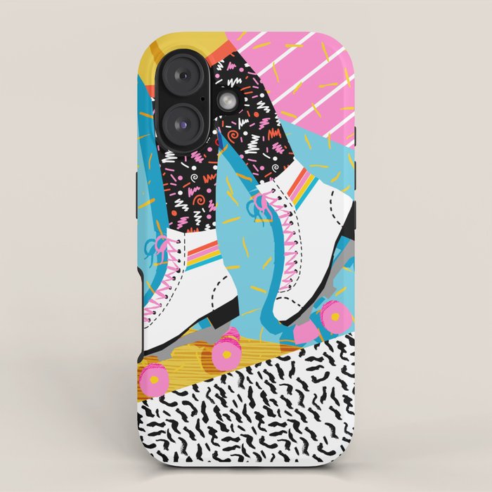 Steeze - 80's memphis rollerskating rad neon trendy art gifts throwback retro vibes iPhone Case Gallery Image 1
