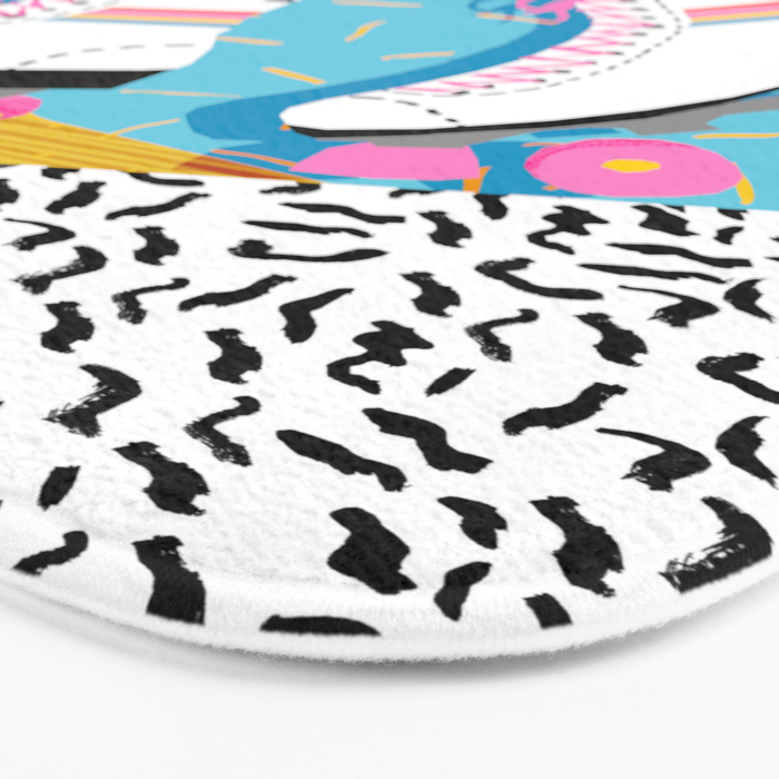 Steeze - 80's memphis rollerskating rad neon trendy art gifts throwback retro vibes Bath Mat Gallery Image 3
