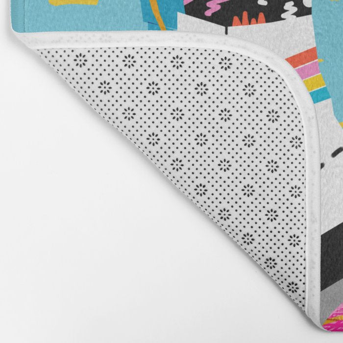 Steeze - 80's memphis rollerskating rad neon trendy art gifts throwback retro vibes Bath Mat Gallery Image 2