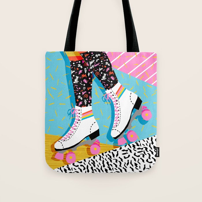 Steeze - 80's memphis rollerskating rad neon trendy art gifts throwback retro vibes Tote Bag Gallery Image 1