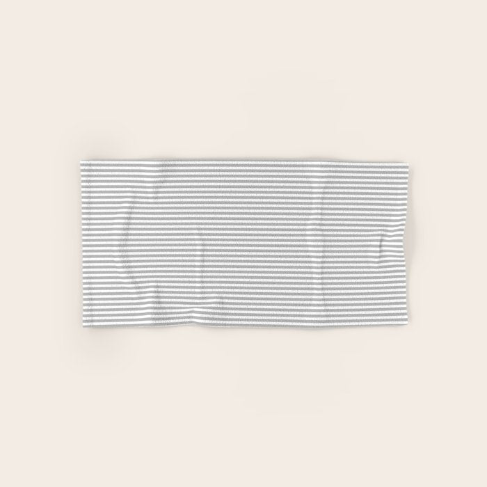Ultra Fine Stripes Horizontal Minimalist Pattern in Gray and White Bath Towel Gallery Image 1
