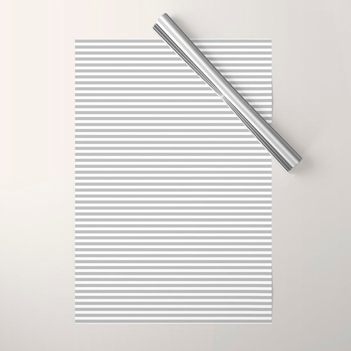 Ultra Fine Stripes Horizontal Minimalist Pattern in Gray and White Wrapping Paper Gallery Image 1