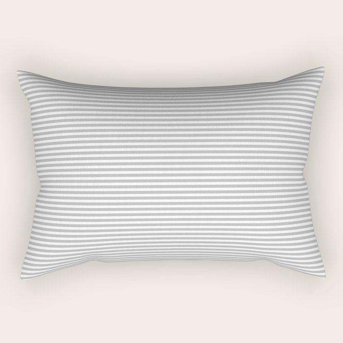 Ultra Fine Stripes Horizontal Minimalist Pattern in Gray and White Rectangular Pillow Gallery Image 2