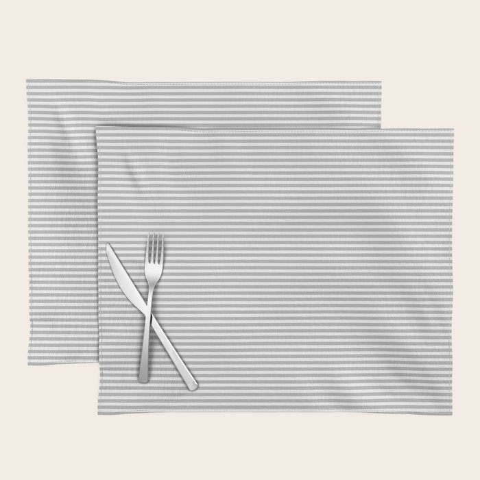 Ultra Fine Stripes Horizontal Minimalist Pattern in Gray and White Placemat Gallery Image 1