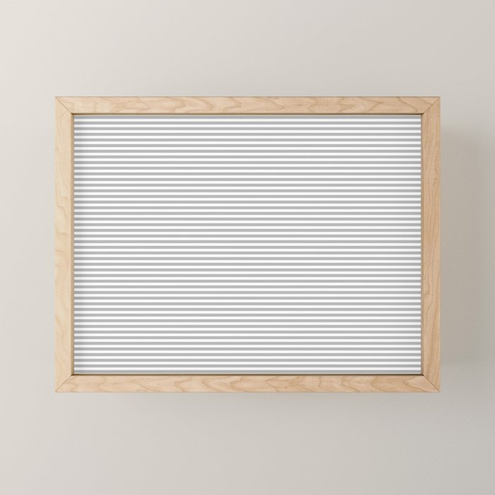 Ultra Fine Stripes Horizontal Minimalist Pattern in Gray and White Mini Art Print Gallery Image 1