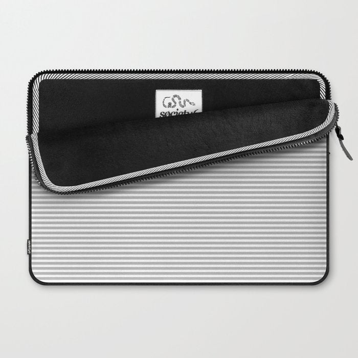 Ultra Fine Stripes Horizontal Minimalist Pattern in Gray and White Laptop Sleeve Gallery Image 2