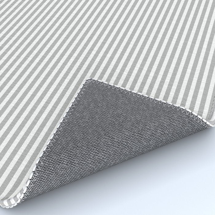 Ultra Fine Stripes Horizontal Minimalist Pattern in Gray and White Rug Gallery Image 4