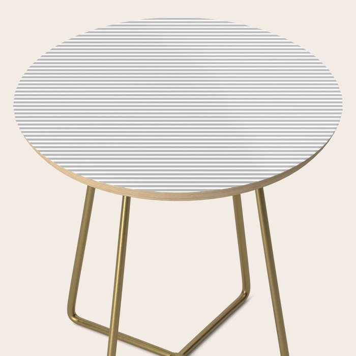 Ultra Fine Stripes Horizontal Minimalist Pattern in Gray and White Side Table Gallery Image 2