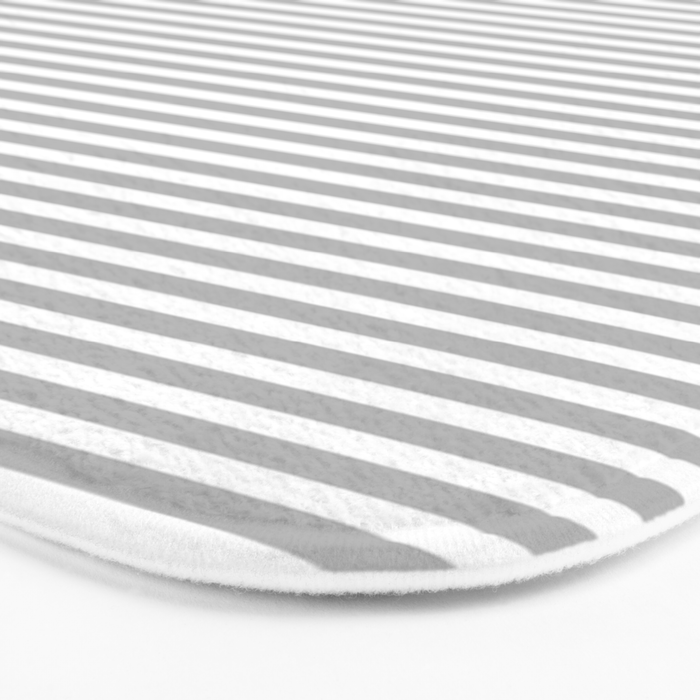 Ultra Fine Stripes Horizontal Minimalist Pattern in Gray and White Bath Mat Gallery Image 3