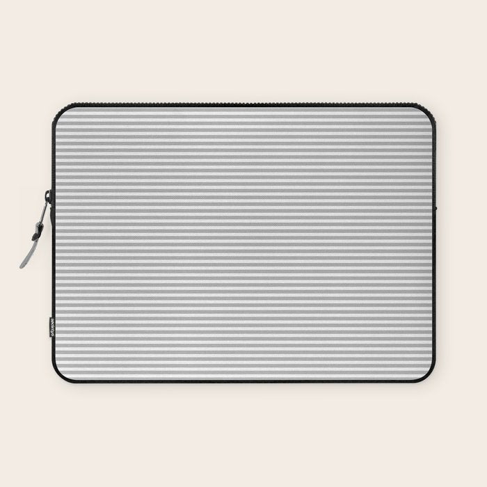 Ultra Fine Stripes Horizontal Minimalist Pattern in Gray and White Laptop Sleeve Gallery Image 1