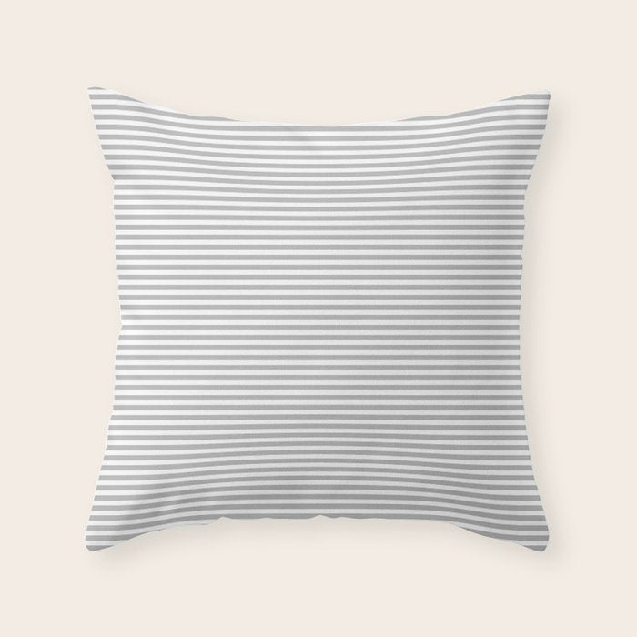 Ultra Fine Stripes Horizontal Minimalist Pattern in Gray and White Throw Pillow Gallery Image 6