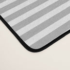 Ultra Fine Stripes Horizontal Minimalist Pattern in Gray and White Desk Mat Gallery Image 4