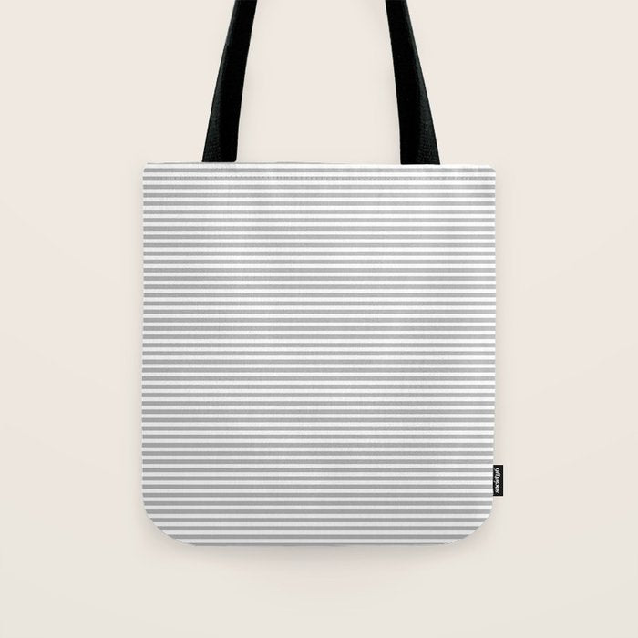 Ultra Fine Stripes Horizontal Minimalist Pattern in Gray and White Tote Bag Gallery Image 1