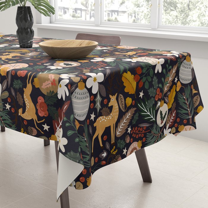 Christmas night forest 10 Tablecloth Gallery Image 3