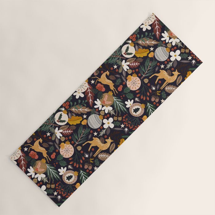 Christmas night forest 10 Yoga Mat Gallery Image 1