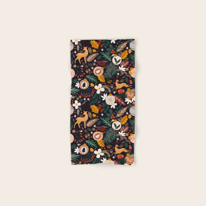 Christmas night forest 10 Bath Towel Gallery Image 1