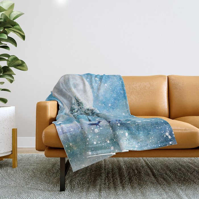 Winter Night 4 Throw Blanket Gallery Image 1