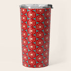 Mid Century Modern Atomic Dots Retro Christmas Pattern in Vintage Red and Turquoise Teal Travel Mug Gallery Image 2