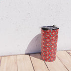 Mid Century Modern Atomic Dots Retro Christmas Pattern in Vintage Red and Turquoise Teal Travel Mug Gallery Image 4