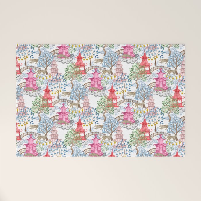Multi Color Leopards in Pagoda Forest Welcome Mat Gallery Image 1