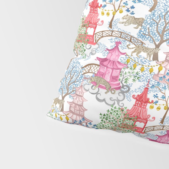 Multi Color Leopards in Pagoda Forest Pillow Sham Gallery Image 4